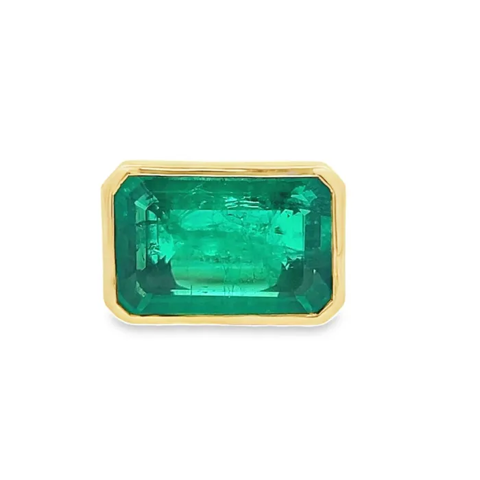 Rings YaninaCo Jewelry Bezeled Cushion Emerald Ring