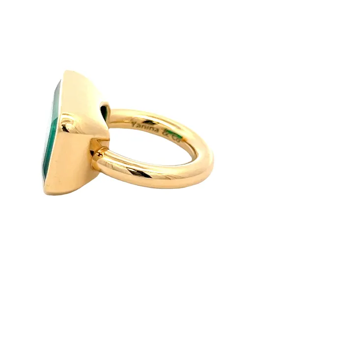 Rings YaninaCo Jewelry Bezeled Cushion Emerald Ring
