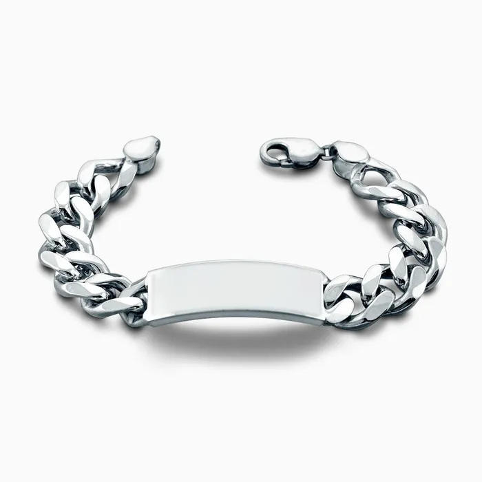 Sandy Steven Engravers Bracelets Engravable Mens 400 Gauge Sterling Silver Cuban Link ID Bracelet 15 mm Sandy Steven Engravers Bracelets Engravable Mens 400 Gauge Sterling Silver Cuban Link ID Bracelet 15 mm