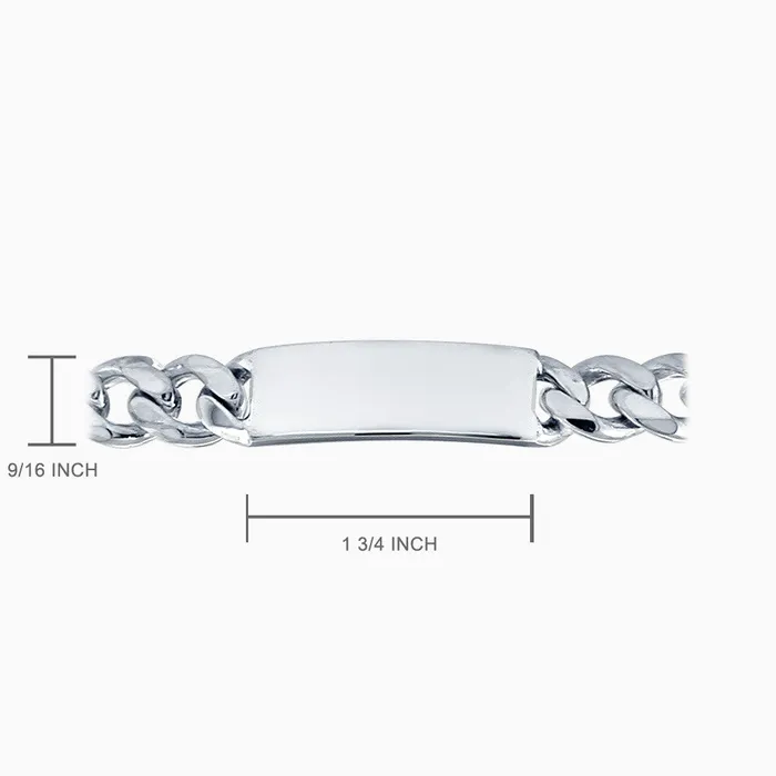 Sandy Steven Engravers Bracelets Engravable Mens 400 Gauge Sterling Silver Cuban Link ID Bracelet 15 mm
