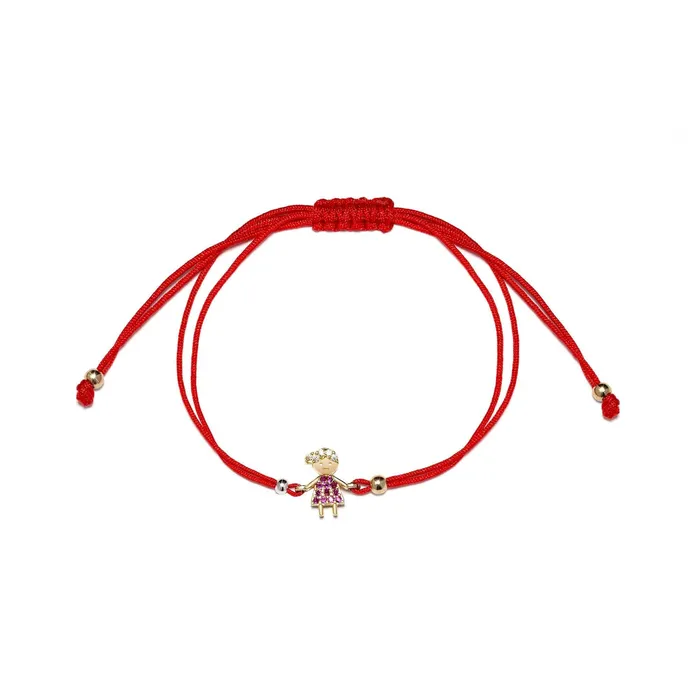 Senso Gold Bracelets BRACELET with red thread and 14k gold girl with zircons Senso Gold Senso Gold Bracelets BRACELET with red thread and 14k gold girl with zircons Senso Gold