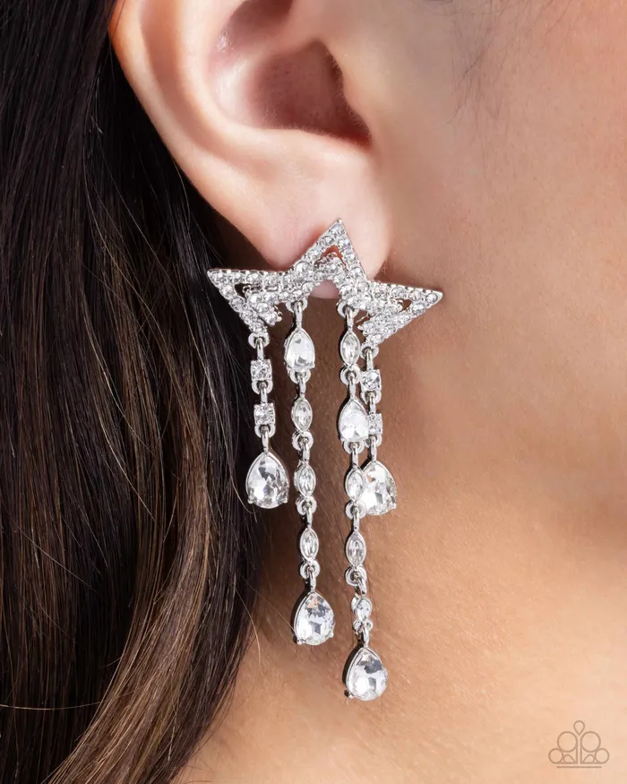 Stellar Scale White Earrings Jewelry by Bretta Paparazzi Accessories Earrings