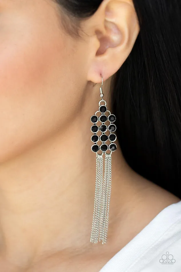 Tasteful Tassel Black Earrings Jewelry by Bretta Paparazzi Accessories Earrings