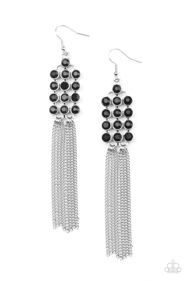 Tasteful Tassel Black Earrings Jewelry by Bretta Paparazzi Accessories Earrings