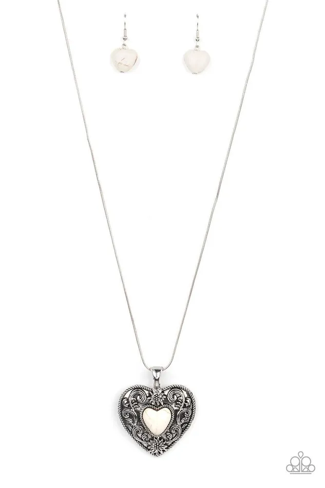 Wholeheartedly Whimsical White Necklace Jewelry by Bretta Paparazzi Accessories Necklaces