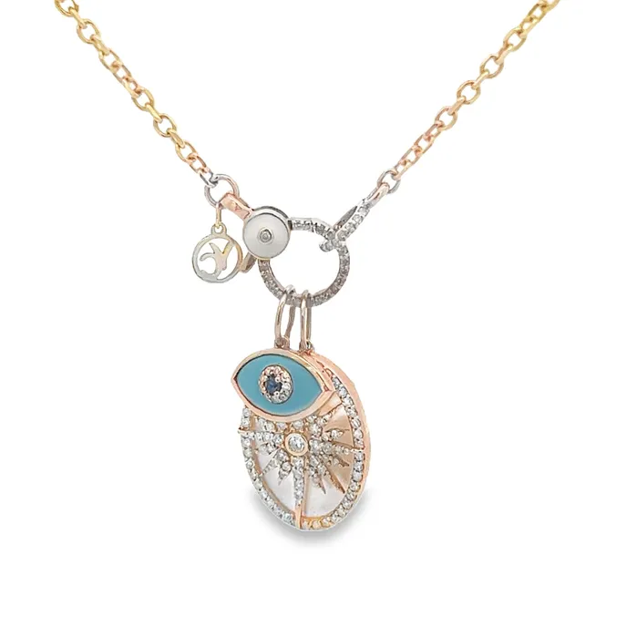 YaninaCo Jewelry Mother of Pearl Oval Disc Evil Eye Charm Necklace Necklaces YaninaCo Jewelry Mother of Pearl Oval Disc Evil Eye Charm Necklace Necklaces