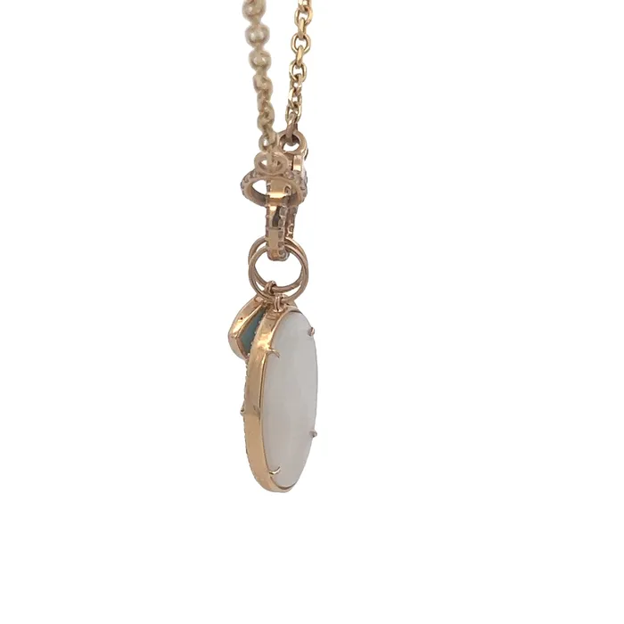 YaninaCo Jewelry Mother of Pearl Oval Disc Evil Eye Charm Necklace Necklaces