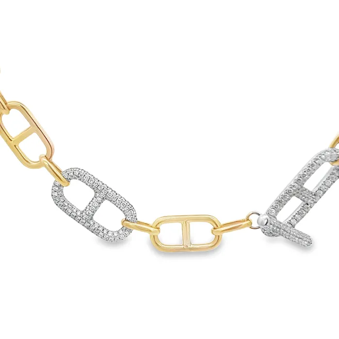 YaninaCo Jewelry Necklaces Diamond Toggle Anchor Link Necklace
