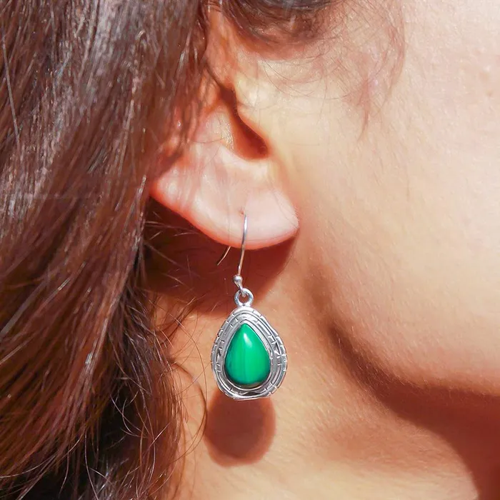 135 Green Malachite Solid Sterling Silver Dangle Earrings Jewelry YoTreasure Earrings