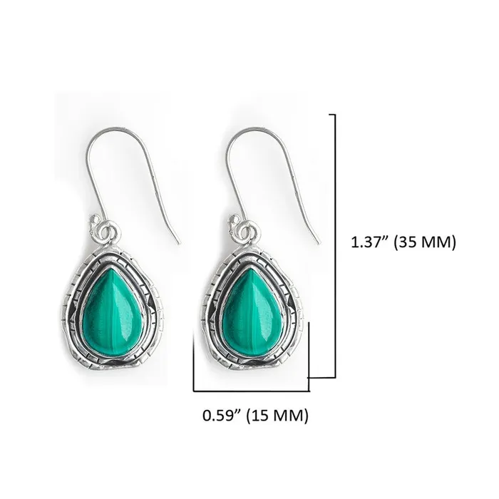 135 Green Malachite Solid Sterling Silver Dangle Earrings Jewelry YoTreasure Earrings