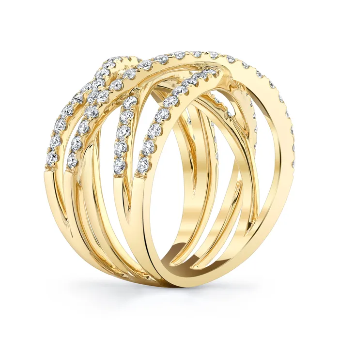 14K 122cttw VS White Diamond Criss Cross Ring TVON Rings