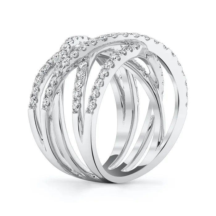 14K 122cttw VS White Diamond Criss Cross Ring TVON Rings