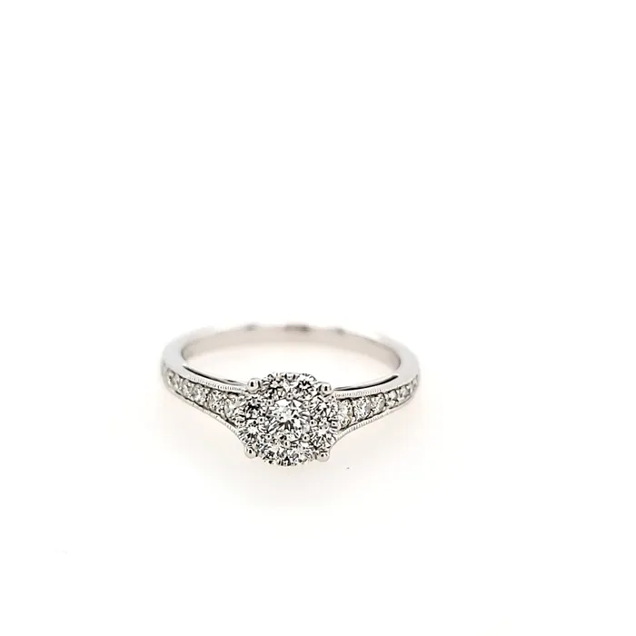 14k White Gold Diamond Cluster Engagement Ring I4192 Zeghani Rings