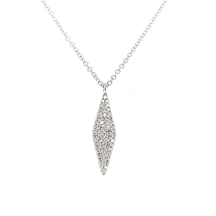14k White Gold Pave Diamond Necklace I2160 Bassali Necklaces