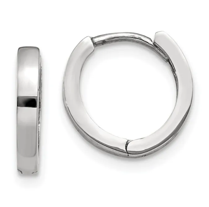 14k White Gold Round Hinged Huggie Hoop Earrings I7354 Quality Gold Earrings