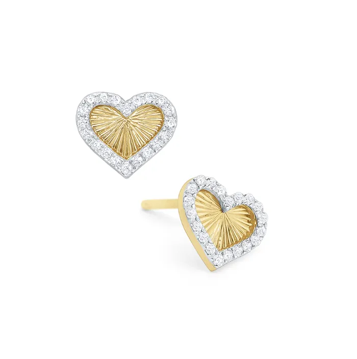 14k Yellow Gold Diamond Sunray Heart Stud Earrings I8321 KC Designs Earrings 14k Yellow Gold Diamond Sunray Heart Stud Earrings I8321 KC Designs Earrings