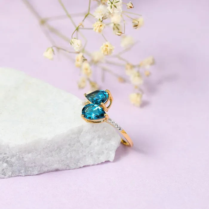 246 Ct London Blue Topaz 10kt Yellow Gold Engagement Ring Jewelry YoTreasure Rings