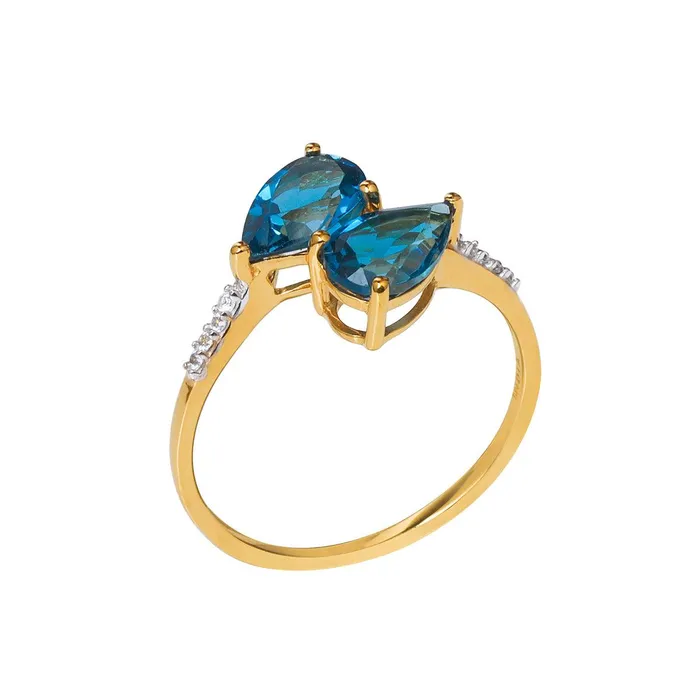 246 Ct London Blue Topaz 10kt Yellow Gold Engagement Ring Jewelry YoTreasure Rings