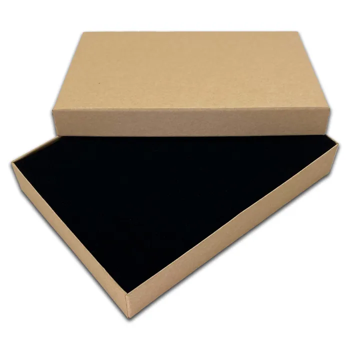 5 716 x 3 1516 Kraft Necklace Paper Box with Black Foam Insert JPIDisplay Necklaces 5 716 x 3 1516 Kraft Necklace Paper Box with Black Foam Insert JPIDisplay Necklaces