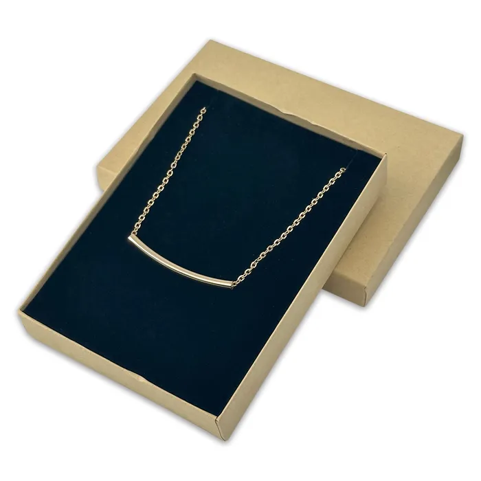 5 716 x 3 1516 Kraft Necklace Paper Box with Black Foam Insert JPIDisplay Necklaces 5 716 x 3 1516 Kraft Necklace Paper Box with Black Foam Insert JPIDisplay Necklaces