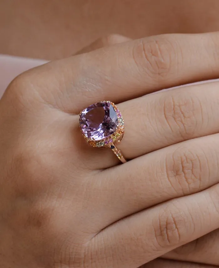 698 Ct Pink Amethyst Multi Sapphire Solid 14k Rose Gold Ring Jewelry YoTreasure Rings 698 Ct Pink Amethyst Multi Sapphire Solid 14k Rose Gold Ring Jewelry YoTreasure Rings
