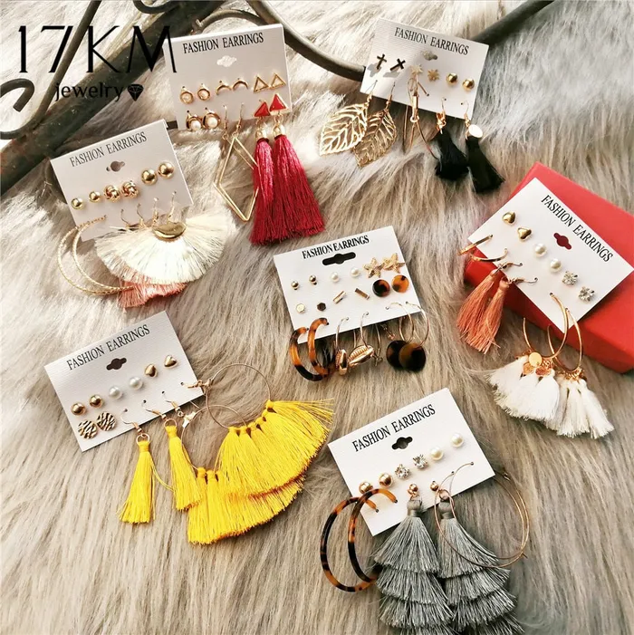 6 to 15 Tassel Earring Long Drop Earring and Stud Earring Sets for Women and Girls SWEET T 52 Earrings 6 to 15 Tassel Earring Long Drop Earring and Stud Earring Sets for Women and Girls SWEET T 52 Earrings