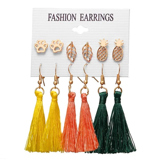 6 to 15 Tassel Earring Long Drop Earring and Stud Earring Sets for Women and Girls SWEET T 52 Earrings