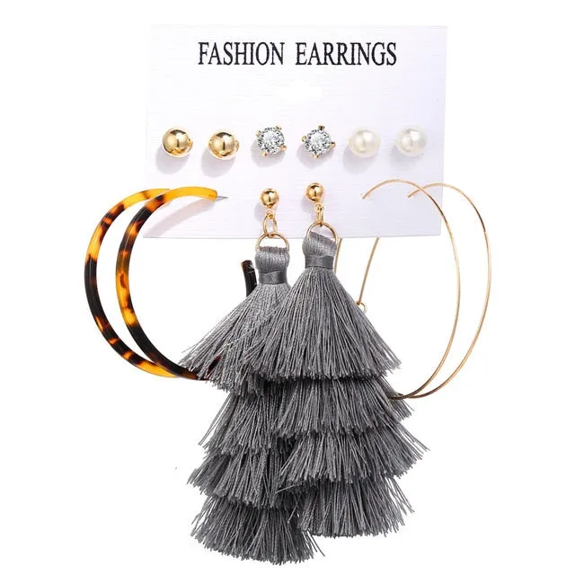 6 to 15 Tassel Earring Long Drop Earring and Stud Earring Sets for Women and Girls SWEET T 52 Earrings