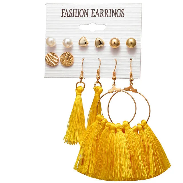 6 to 15 Tassel Earring Long Drop Earring and Stud Earring Sets for Women and Girls SWEET T 52 Earrings