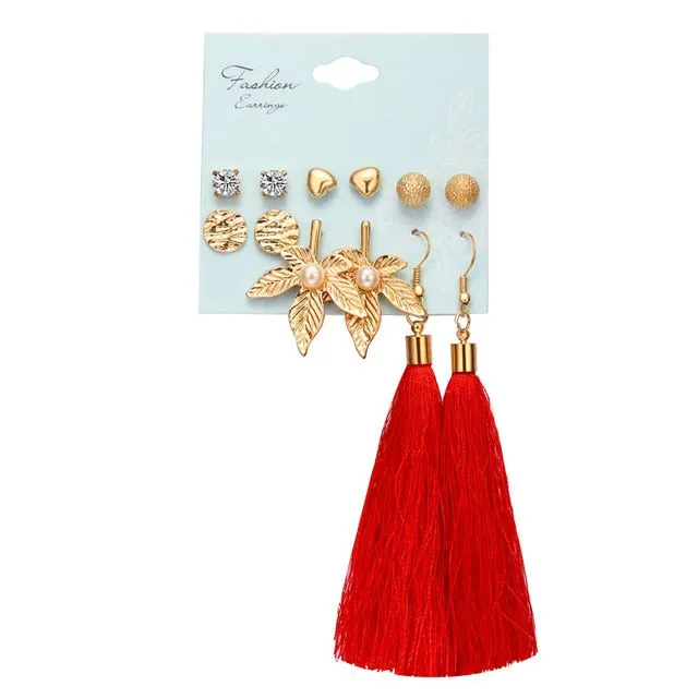 6 to 15 Tassel Earring Long Drop Earring and Stud Earring Sets for Women and Girls SWEET T 52 Earrings