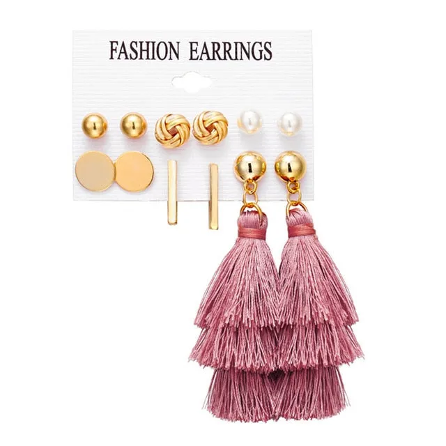 6 to 15 Tassel Earring Long Drop Earring and Stud Earring Sets for Women and Girls SWEET T 52 Earrings