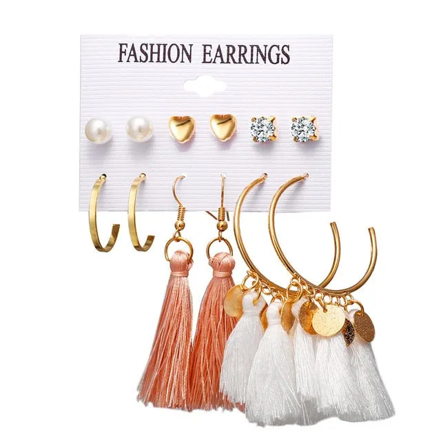 6 to 15 Tassel Earring Long Drop Earring and Stud Earring Sets for Women and Girls SWEET T 52 Earrings