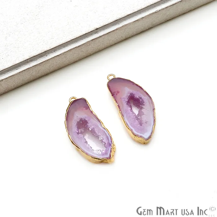 Agate Slice 14x33mm Organic Gold Electroplated Gemstone Earring Connector 1 Pair GemMartUSA Earrings Agate Slice 14x33mm Organic Gold Electroplated Gemstone Earring Connector 1 Pair GemMartUSA Earrings