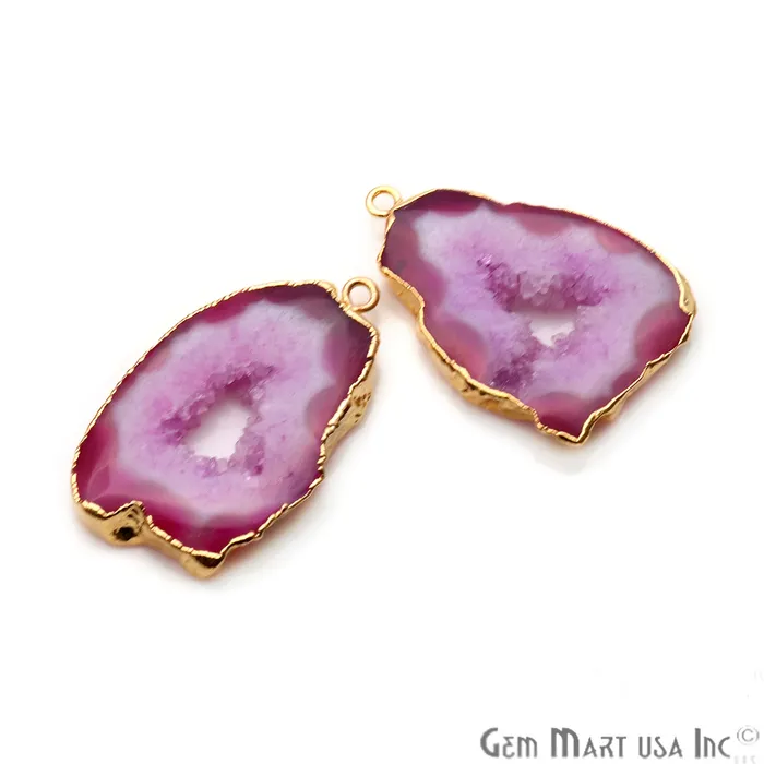 Agate Slice 23x36mm Gold Electroplated Gemstone Earring Connector 1 Pair GemmartUSA Earrings Agate Slice 23x36mm Gold Electroplated Gemstone Earring Connector 1 Pair GemmartUSA Earrings
