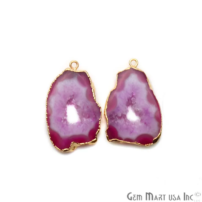 Agate Slice 23x36mm Gold Electroplated Gemstone Earring Connector 1 Pair GemmartUSA Earrings Agate Slice 23x36mm Gold Electroplated Gemstone Earring Connector 1 Pair GemmartUSA Earrings