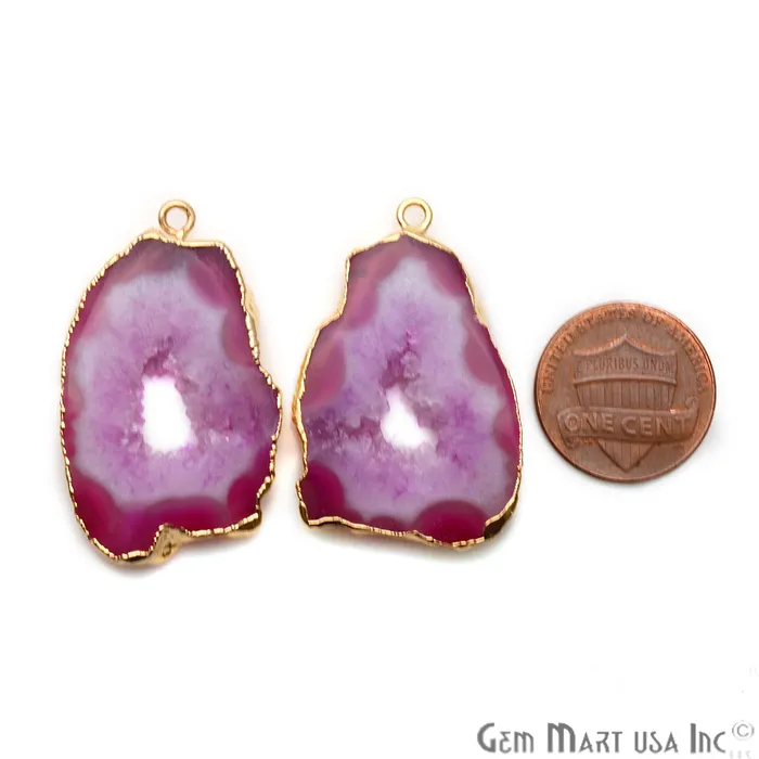 Agate Slice 23x36mm Gold Electroplated Gemstone Earring Connector 1 Pair GemmartUSA Earrings Agate Slice 23x36mm Gold Electroplated Gemstone Earring Connector 1 Pair GemmartUSA Earrings