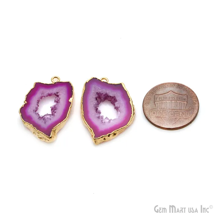 Agate Slice 28x17mm Organic Gold Electroplated Gemstone Earring Connector 1 Pair GemMartUSA Earrings Agate Slice 28x17mm Organic Gold Electroplated Gemstone Earring Connector 1 Pair GemMartUSA Earrings