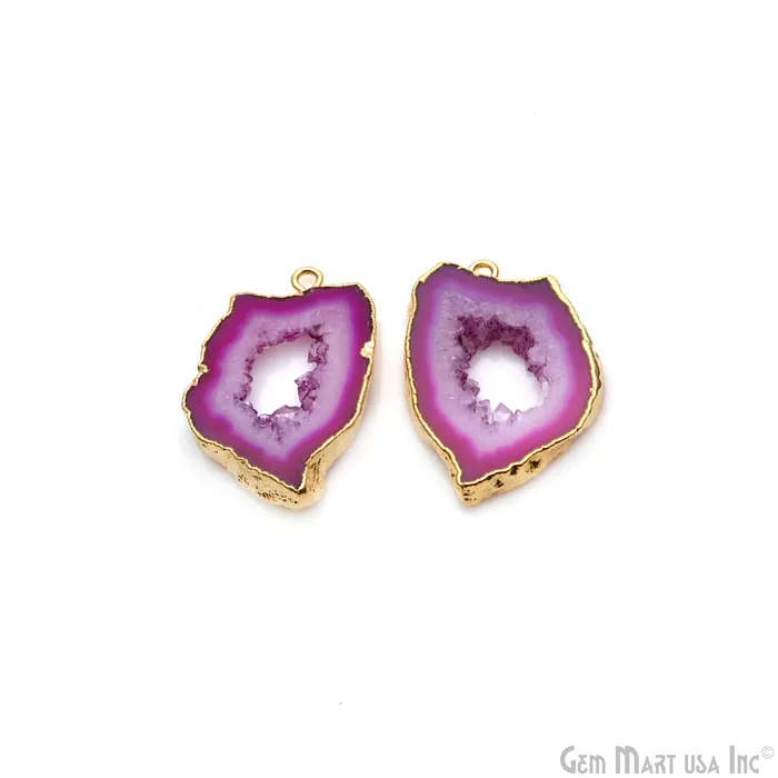 Agate Slice 28x17mm Organic Gold Electroplated Gemstone Earring Connector 1 Pair GemMartUSA Earrings Agate Slice 28x17mm Organic Gold Electroplated Gemstone Earring Connector 1 Pair GemMartUSA Earrings