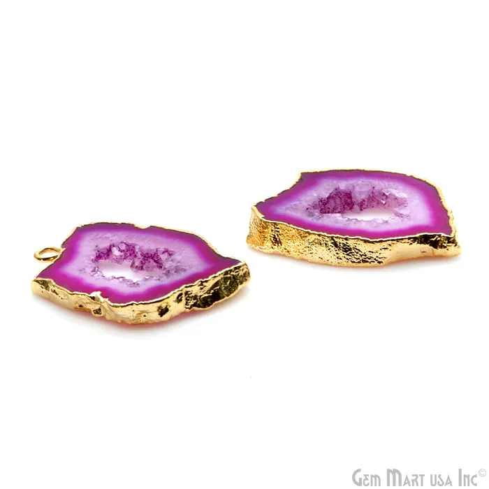 Agate Slice 28x17mm Organic Gold Electroplated Gemstone Earring Connector 1 Pair GemMartUSA Earrings Agate Slice 28x17mm Organic Gold Electroplated Gemstone Earring Connector 1 Pair GemMartUSA Earrings
