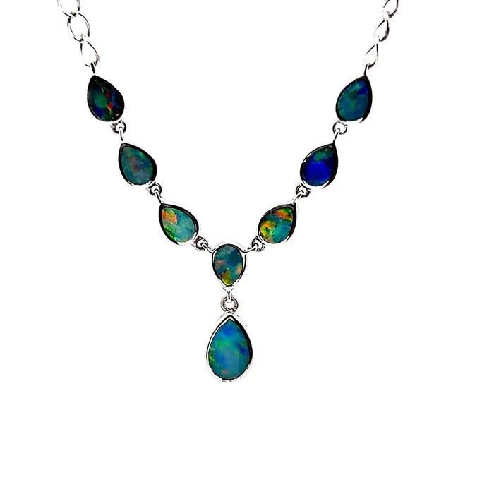 Australian Opal Cutters Necklaces Australian Opal Doublet Pendant set in Sterling Silver Australian Opal Cutters Necklaces Australian Opal Doublet Pendant set in Sterling Silver