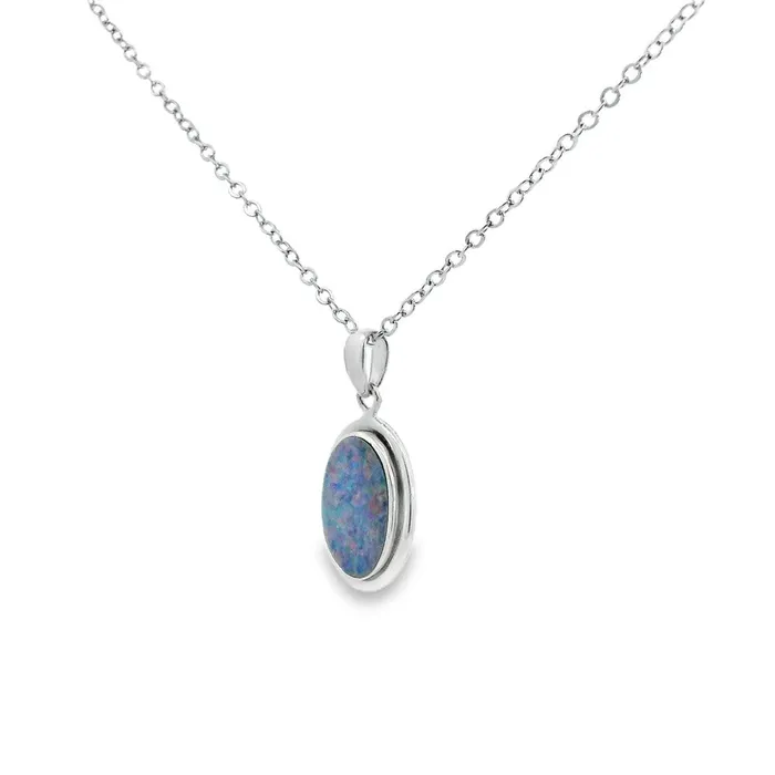 Australian Opal Cutters Necklaces Australian Opal Doublet Pendant set in Sterling Silver
