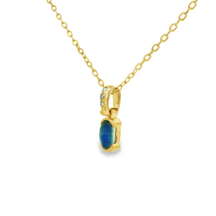 Australian Opal Cutters PreStyled Sets Australian Opal Triplet Pendant Set in 9K Yellow Gold Australian Opal Cutters PreStyled Sets Australian Opal Triplet Pendant Set in 9K Yellow Gold