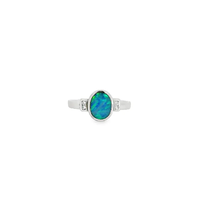 Australian Opal Cutters Rings Australian Opal Doublet Ring set in Sterling Silver Australian Opal Cutters Rings Australian Opal Doublet Ring set in Sterling Silver
