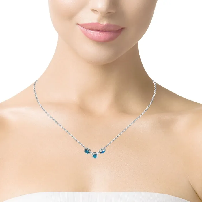 Australian Opal Doublet Necklace set in Sterling Silver Australian Opal Cutters Necklaces