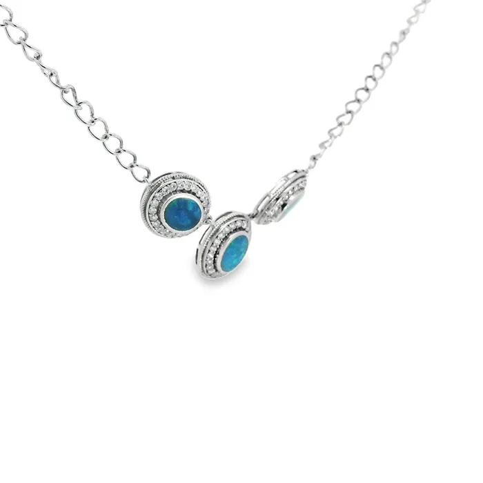 Australian Opal Doublet Necklace set in Sterling Silver Australian Opal Cutters Necklaces