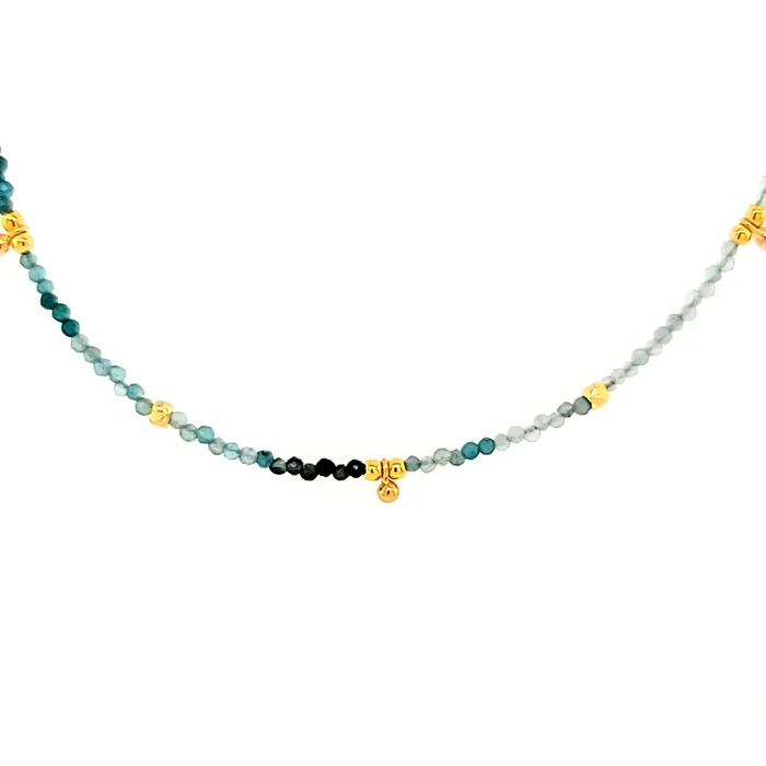 AVF Necklaces AVF Grandidierite Gold Beaded Necklace SI3697
