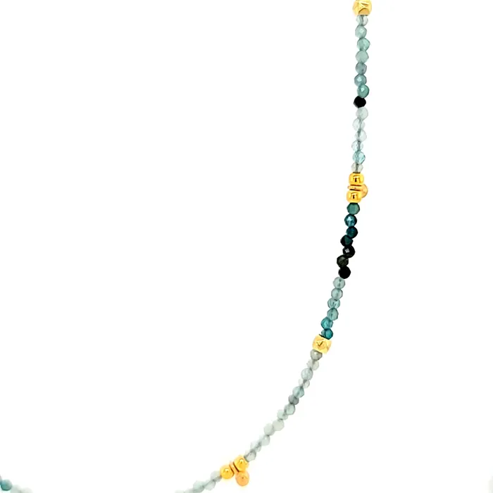 AVF Necklaces AVF Grandidierite Gold Beaded Necklace SI3697