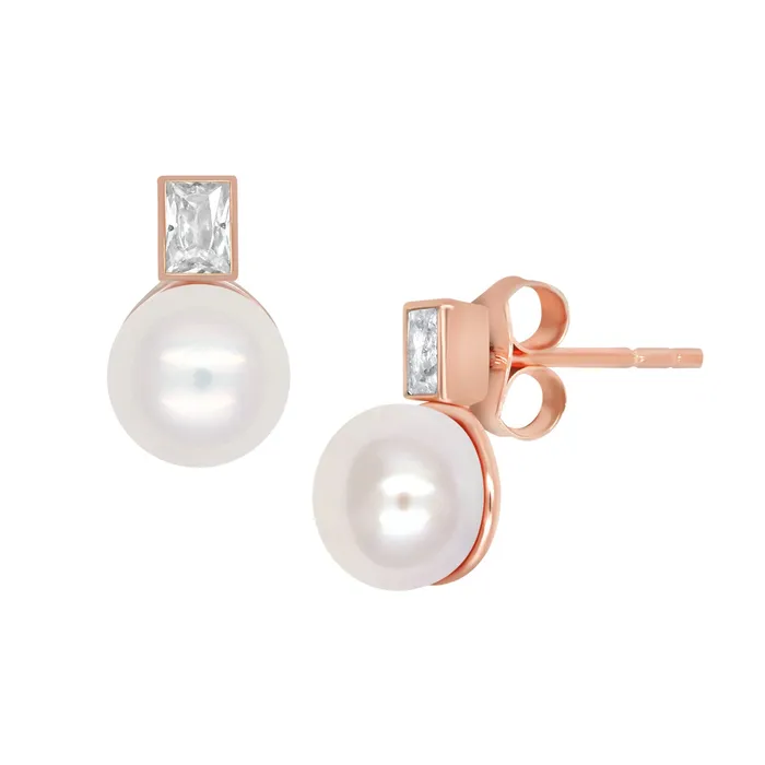 Baguette Pearl Stud Earring acemijewelry Earrings