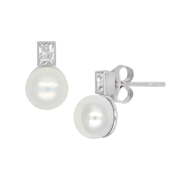 Baguette Pearl Stud Earring acemijewelry Earrings
