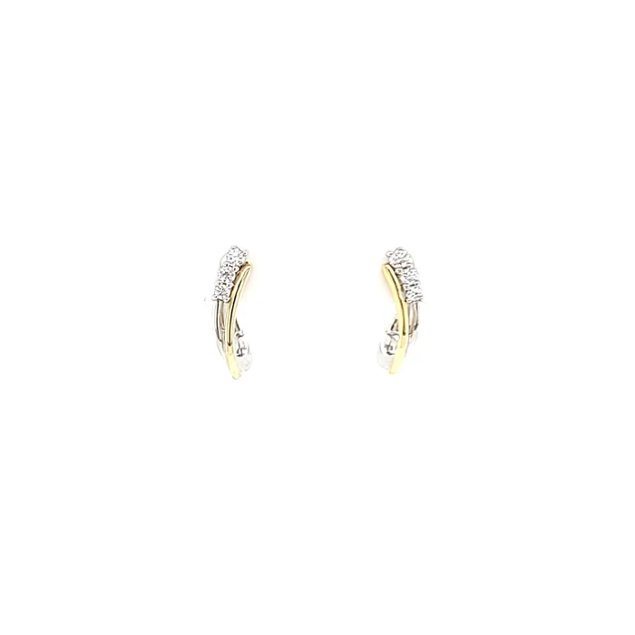 Bassali Earrings Two Tone Diamond Twist Huggie Earrings I6226